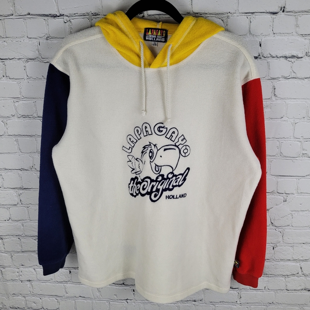 LAPAGAYO HOLLAND | vintage colour block reverse weave pullover hoodie sweater